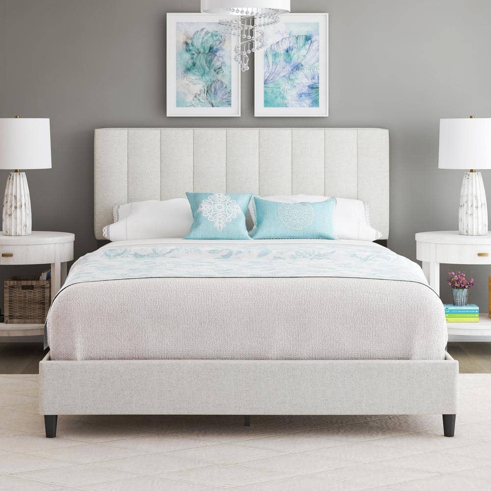Linen platform bed frame discount
