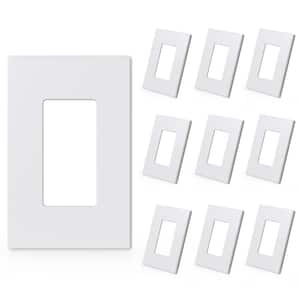 1-Gang Midsize Screwless Decorator/Rocker Wall Plate, White (10-Pack)