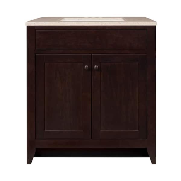 Glacier Bay Modular 30.5 in. W x 18.75 in. D x 34.375 in. H Single Sink Bath Vanity in Java with Cappuccino Solid Surface Top