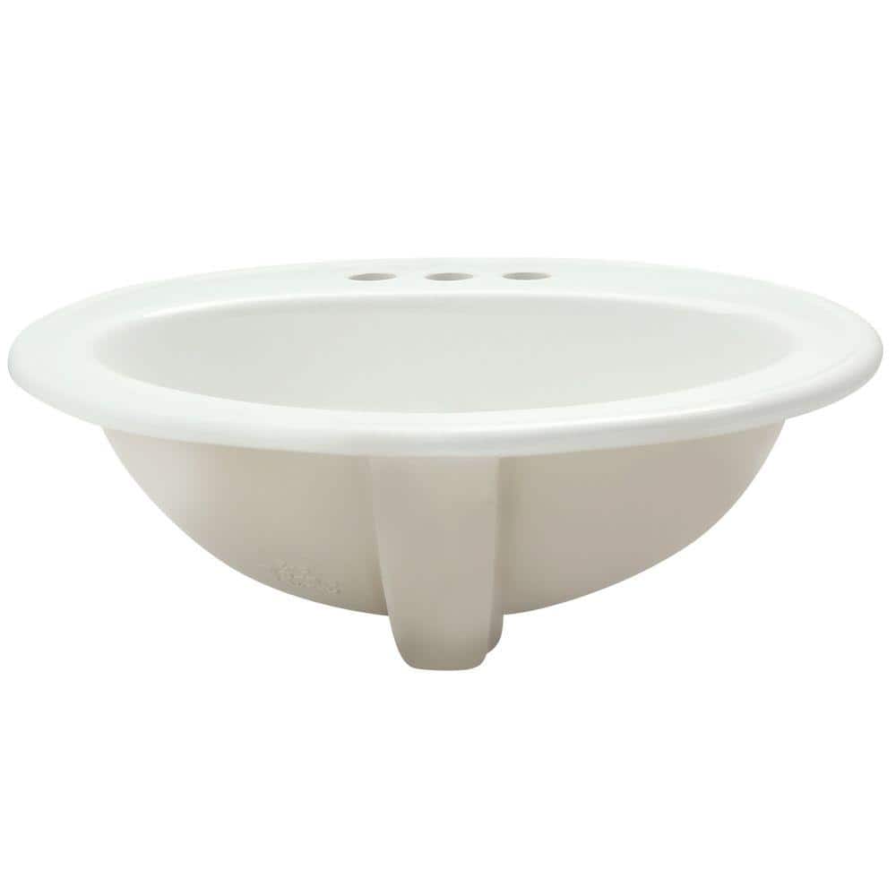 White Ceramic Oval Drop-In Bathroom Sink with Overflow