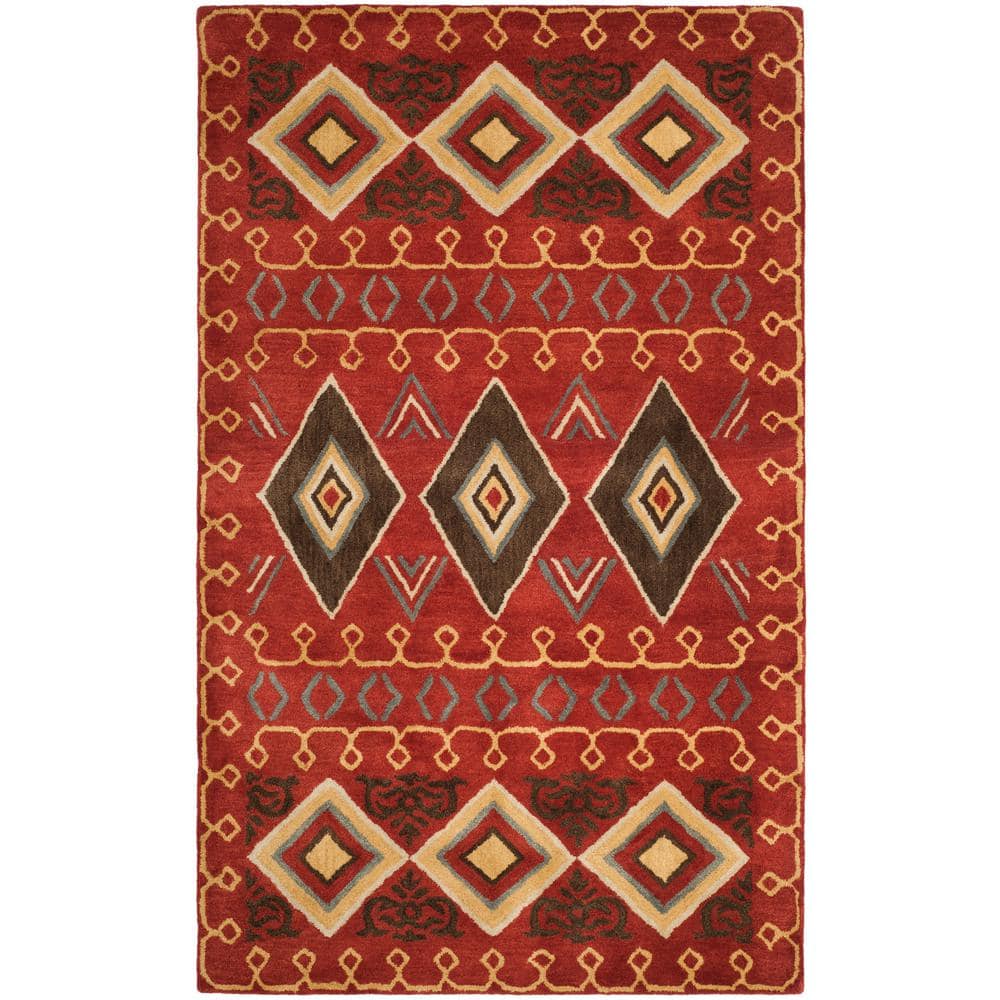 Handmade Red and Multi Wool 6' x 9' Area Rug