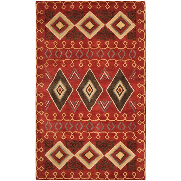 SAFAVIEH Heritage Red/Multi 6 ft. x 9 ft. Border Lodge Area Rug