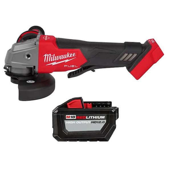 Milwaukee M18 FUEL 18V Lithium-Ion Brushless Cordless 4-1/2 in./5 in. Grinder w/Paddle Switch w/High Output 12.0Ah Battery