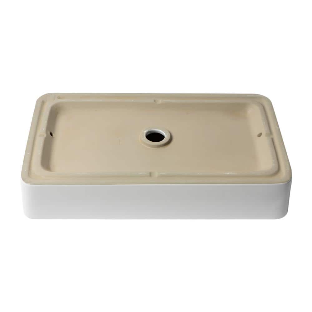 White 24" Rectangular Ceramic Above Mount Bathroom Sink
