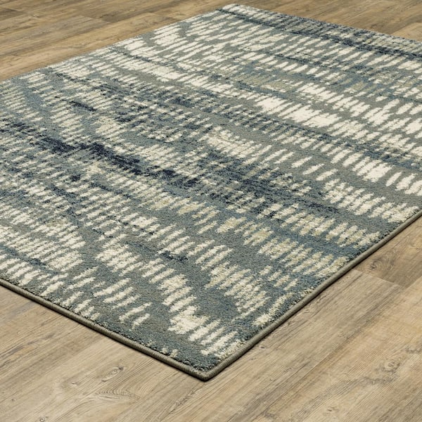 Sienna Gray/Beige 10 ft. x 13 ft. Industrial Abstract Distressed Polypropylene Indoor Area Rug