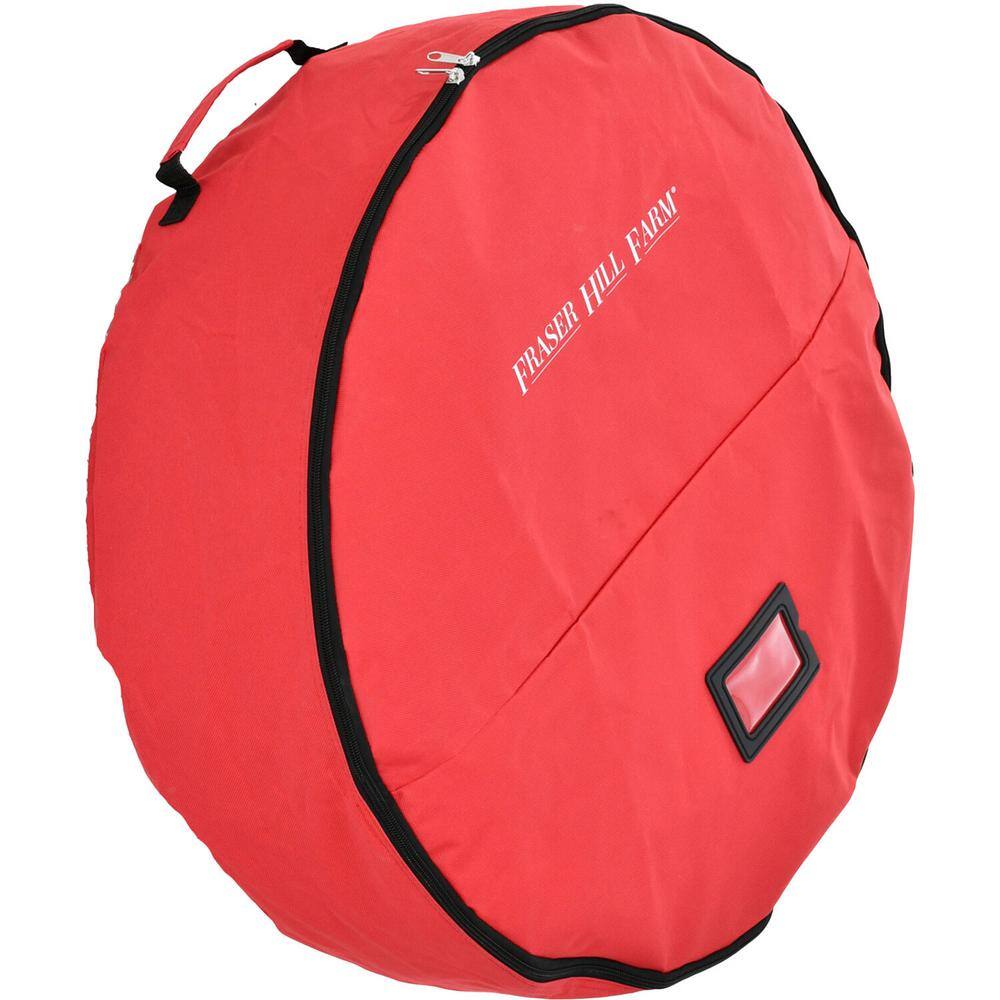 Red Polyester Heavy-Duty Storage Bag for Large Christmas Wreaths and Garlan