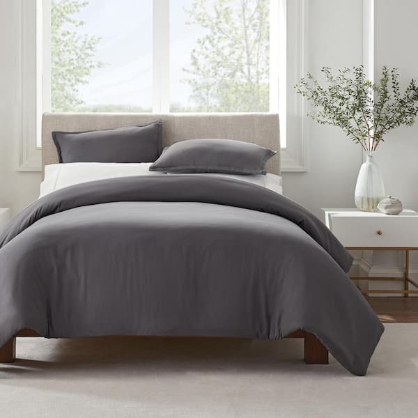 Cannon Solid Percale Grey 2 Piece Twin Duvet Set