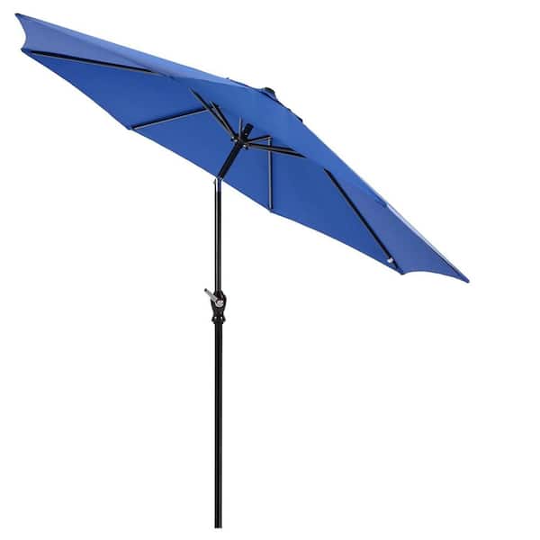 Unbranded Market Umbrella, 9 ft. Stainless Steel Market Patio Umbrella in Blue