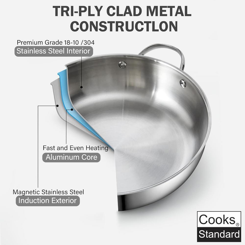 12-Inch Stainless Steel Wok with Glass Lid