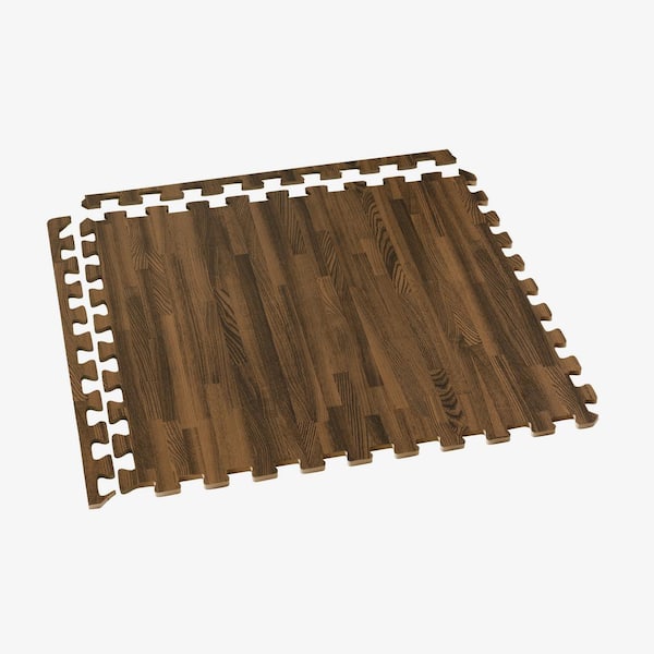 Walnut Printed Wood Grain 24 in. x 24 in. x 3/8 in. T Interlocking EVA Foam Gym Flooring Mat, 16 sq. ft. 4 Tiles/Case