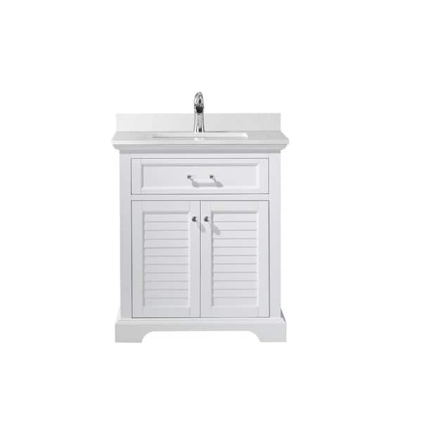ROSWELL Lorna 30 in. Bath Vanity in White with Composite Vanity Top in White with White Basin
