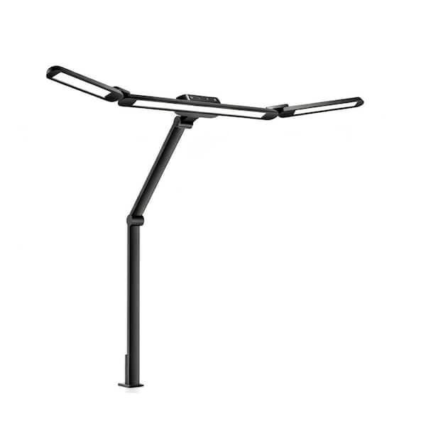 32 in. x 23.6 in. Clip On Light Black Plug-in Dimmable LED Desk Lamp with Clamp, 22W Full-Spectrum Eye-Caring Light Bar