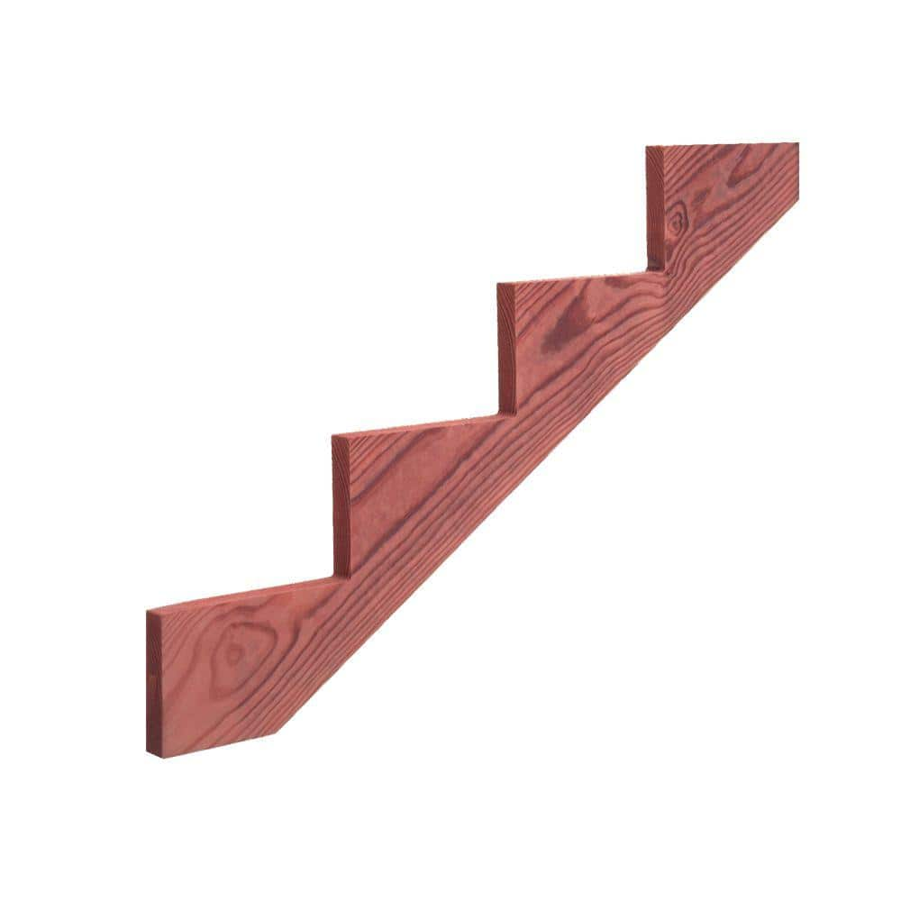 4 Step Redwood Tone Ground Contact Pressure Treated Pine Stair Stringer