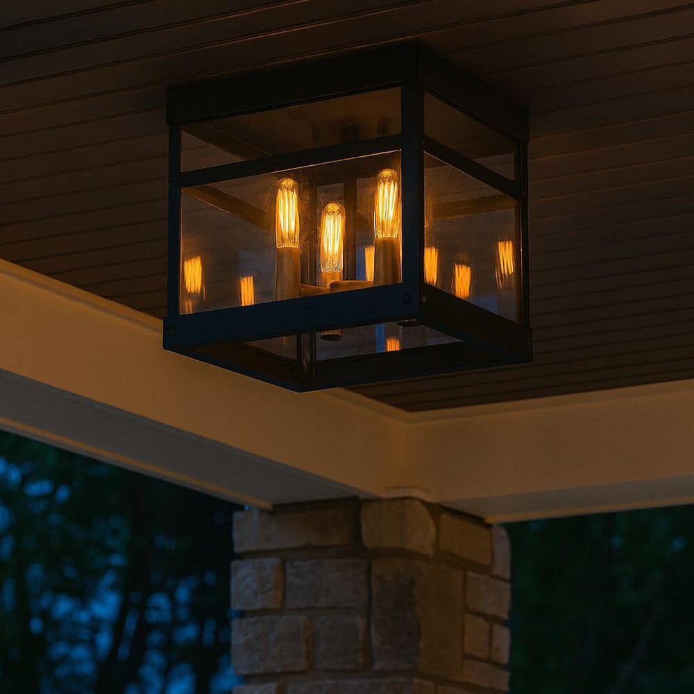 Porter 4-Light Aged Zinc Outdoor Flush Mount price history on PriceWatchPro