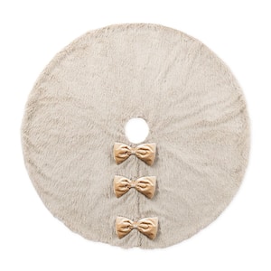 Witte Plush Kerstboomrok 93 Cm - Sneeuwwitte Kerstboom Mat Met Sneeuwvlok Rand