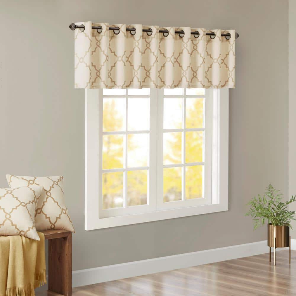 Saratoga Beige and Gold Cotton Blend Grommet Top Valance