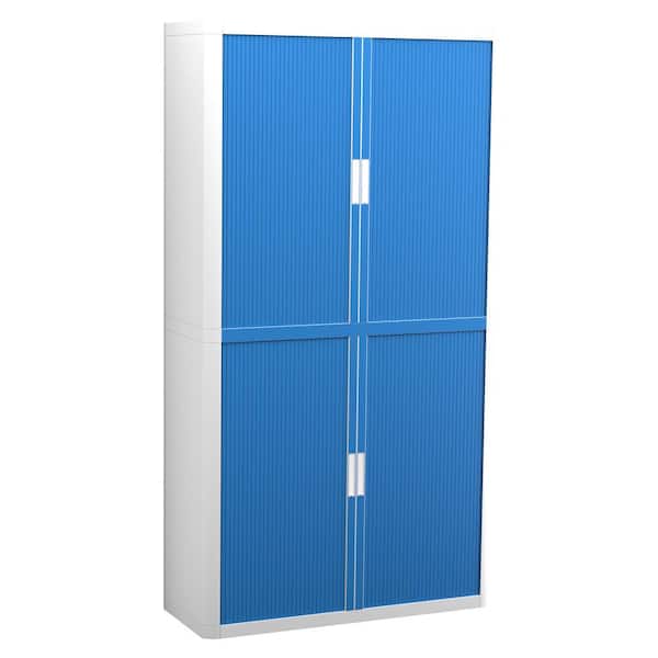 Unbranded Paperflow easyOffice 80 in. Tall with 4-Shelves White and Blue Storage Cabinet