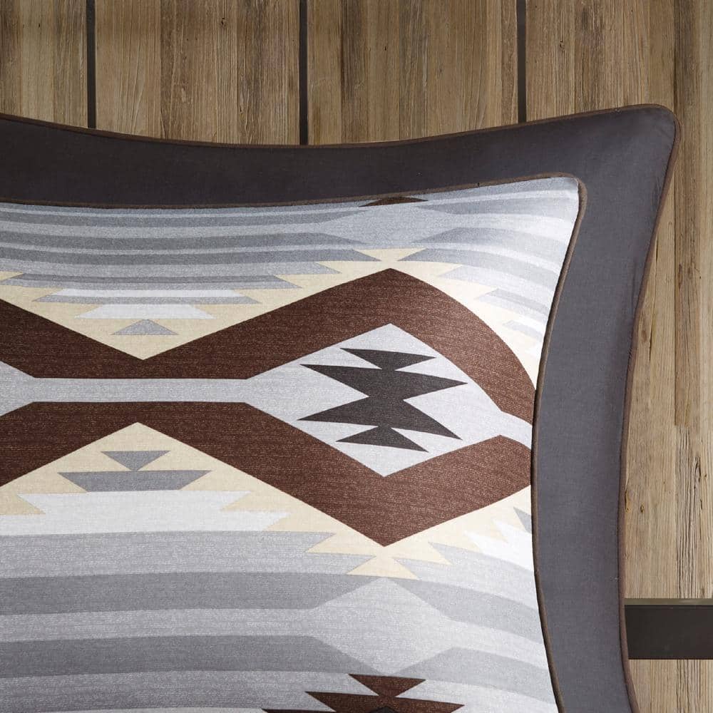 King Brown and Gray Southwestern Microfiber 8-Piece Comforter Set