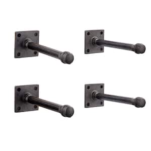 1/2 in. Black Pipe 8 in. L Wall Mounted Square Flange Shelf Bracket Kit (4-Pack)