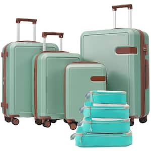 4-Piece Light Green Expandable ABS Hardshell Spinner 16 in. 20 in. 24 in. 28" Luggage Set with 4 Packing Cubes, TSA Lock