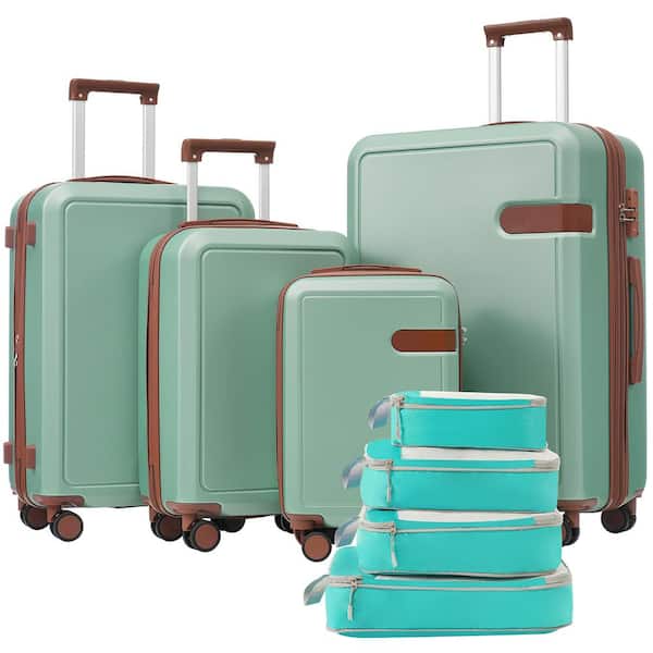 4-Piece Light Green Expandable ABS Hardshell Spinner 16 in. 20 in. 24 in. 28" Luggage Set with 4 Packing Cubes, TSA Lock