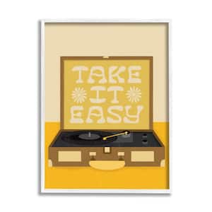 Take it Easy Motivational Vintage Boho Record Player by Jaylnn Heerdt Framed Typography Art Print 14 in. x 11 in.