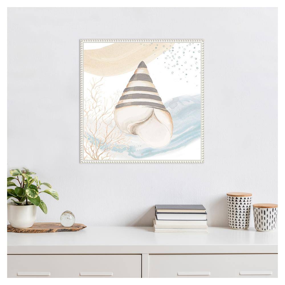 Sylvie Beaded White Framed Coastal Canvas Art Print