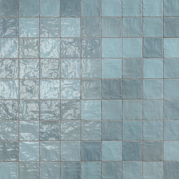 Kingston Blue 4 in. x 0.35 in. Glazed Ceramic Wall Tile Sample