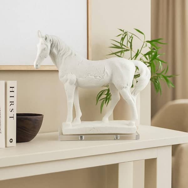 Omio White 5.5 in. x 15.75 in. Resin Horse