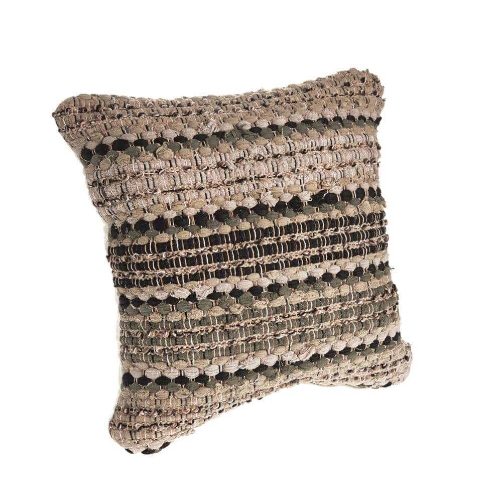 Intertwined Forest Khaki Beige Cotton Square Throw Pillow