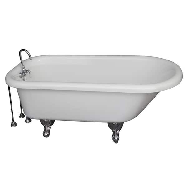 Barclay Products 5.6 ft. Acrylic Ball and Claw Feet Roll Top Tub in White with Polished Chrome Accessories