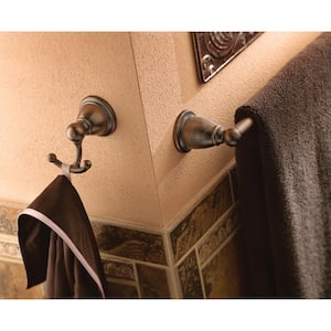 Brantford 4-Piece Bath Hardware Set with 24 in. Towel Bar Paper Holder Towel Ring and Robe Hook in Oil Rubbed Bronze