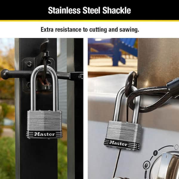 Padlock with Key - 2 Large Heavy Duty Pad Lock 5 Matching Keys -  Weatherproof Rust Resistant Steel