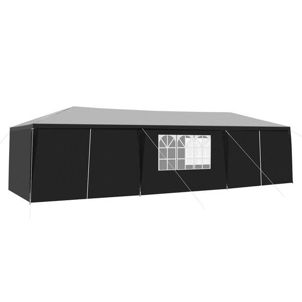 10 ft. x 30 ft. Black Party Tent for Outdoor Weddings, Event Shelter with Removable Sidewalls for Parties and Gatherings