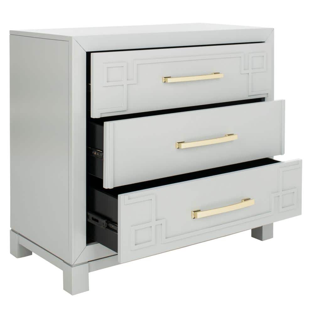 Gray and Gold Modern 3-Drawer Night Table