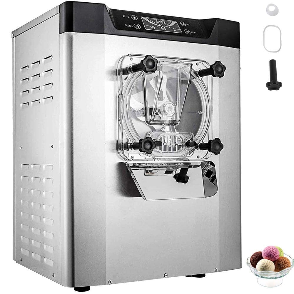 VEVOR Commercial Ice Cream Machine 1400-Watt 20/5.3 Gph One Flavors Hard Serve Ice Cream Maker with LED Display Screen, Silver