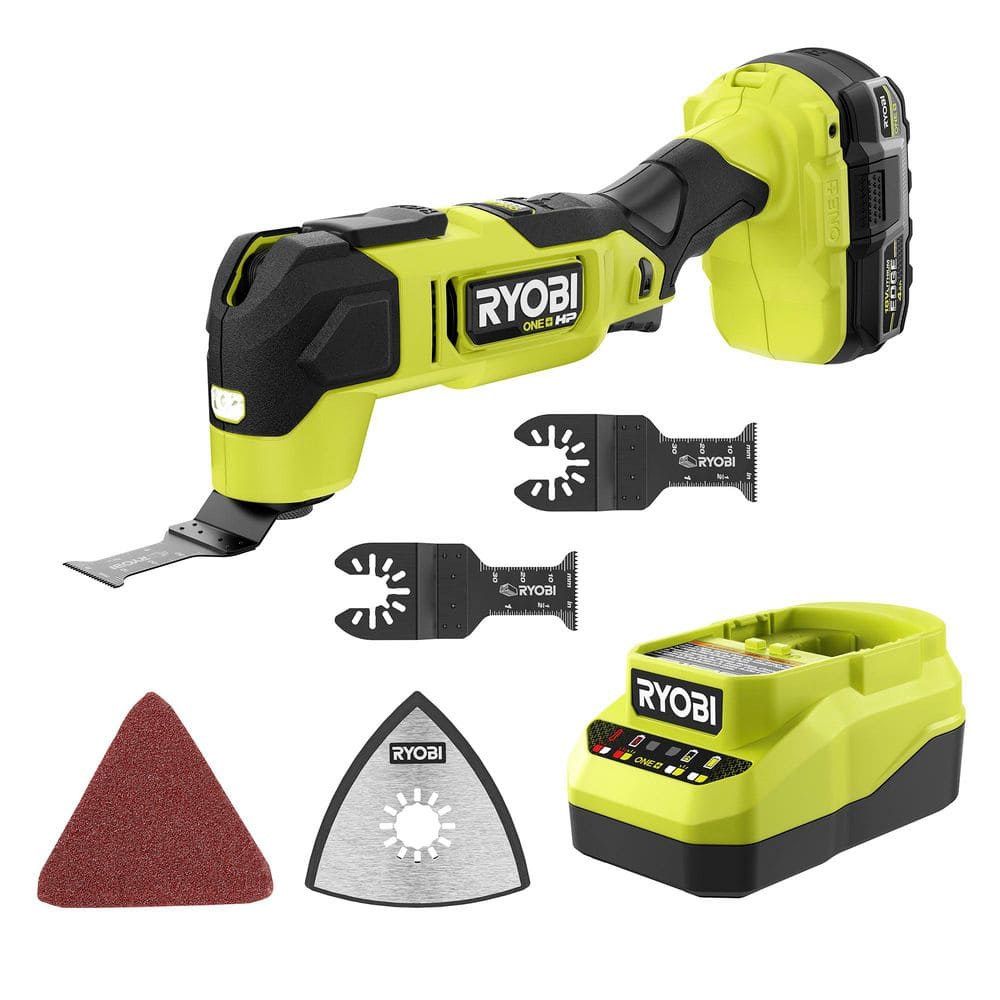 RYOBI ONE+ HP 18V Brushless Cordless Multi-Tool Kit with 4.0 Ah HIGH PERFORMANCE EDGE Battery and Charger (PBLMT51K1SB)