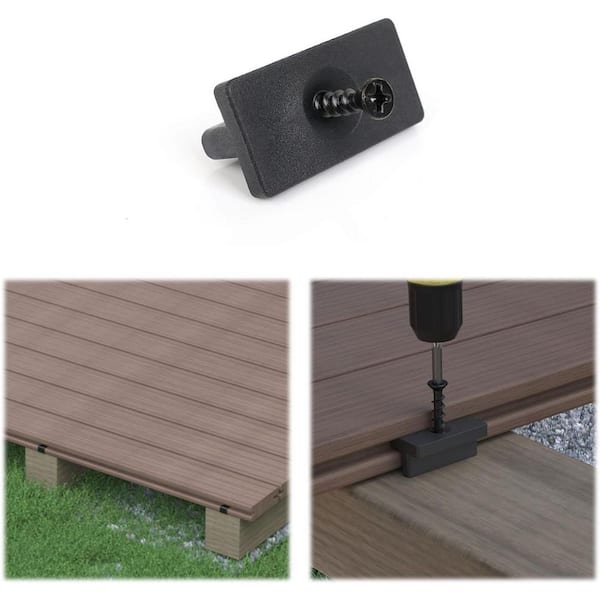 Afoxsos Polypropylene Black Hidden Design Fasteners for Composite Deck Boards (120-Pack)
