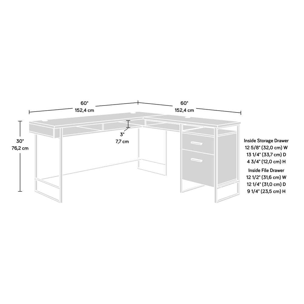 Blade Walnut L-Shaped Wood Corner Desk with Filing Cabinet