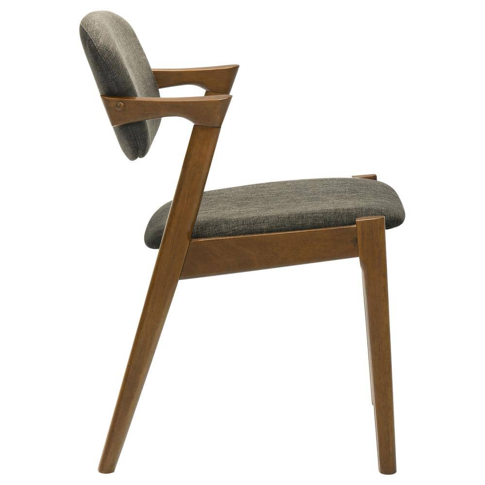 Modern Gray Upholstered Parsons Side Chair with Dark Walnut Legs