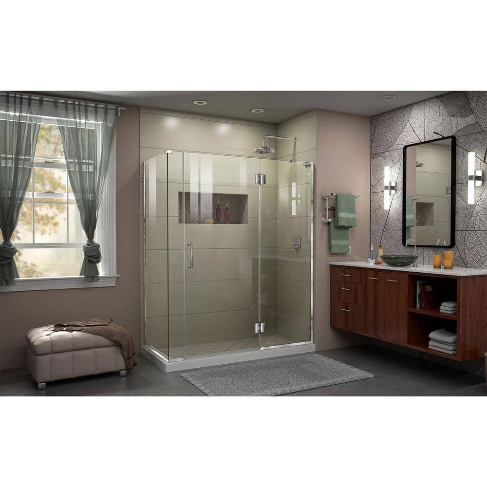Unidoor-X 57.5" Frameless Clear Glass Hinged Shower Enclosure