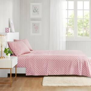 Polka Dot 3-Piece Pink Cotton Twin Printed Sheet Set