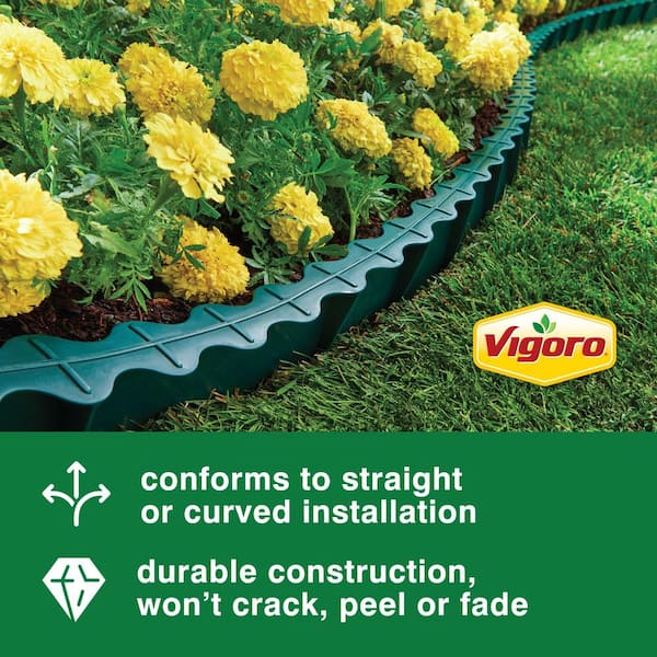 Vigoro 4 ft. Green Flexible Plastic No-Dig Landscape Edging 97301