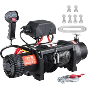 Electric Winch 10,000 lbs. Load Capacity ATV 85 ft. Nylon Rope Winch with Wireless Handheld Remote and Hawse Fairlead