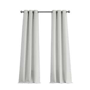 Pure White Faux Silk Grommet Light Filtering Curtain - 76 in. W x 84 in. L (Set of 2)