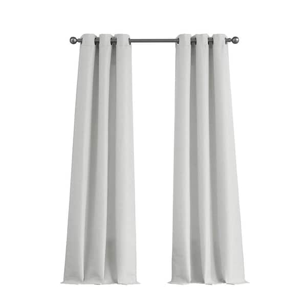 Tribeca Pure White Faux Silk Grommet Light Filtering Curtain - 76 in. W x 96 in. L (Set of 2)