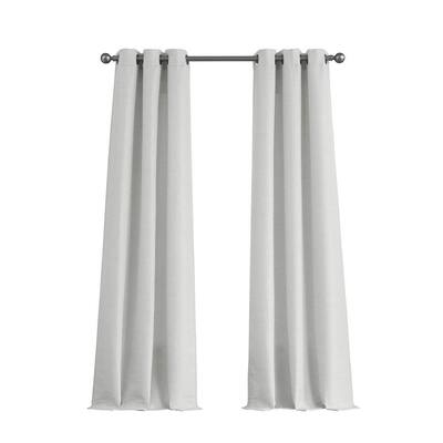Pure White Faux Silk Grommet Room Darkening Curtain - 76 in. W x 96 in. L (Set of 2)