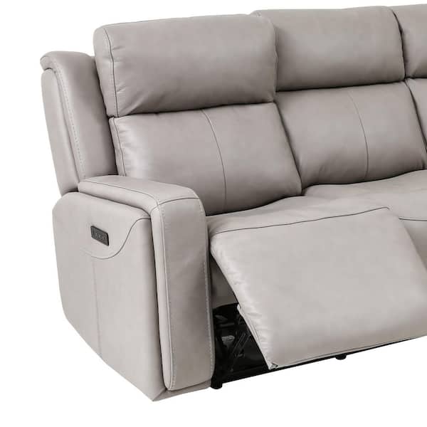 Leather reclining sofa with lumbar support hot sale