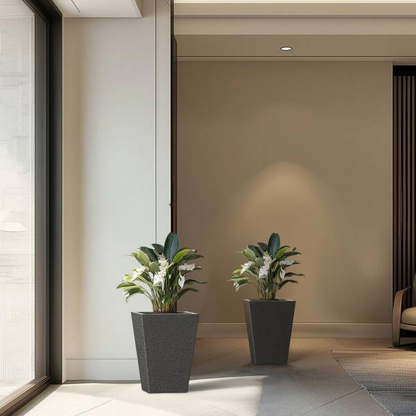 Sapcrete Large & Tall 14.18 in. High Square Charcoal Black Plastic