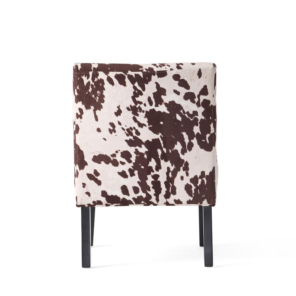 Plush Brown & White Cow Print Velvet Accent Chair